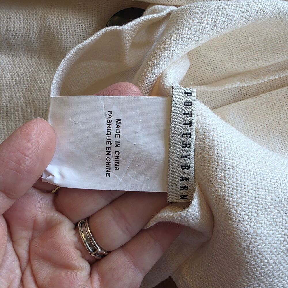 Pottery Barn 100% Linen Pillow Cover 18" Big Button Ivory - Picture 5 of 5